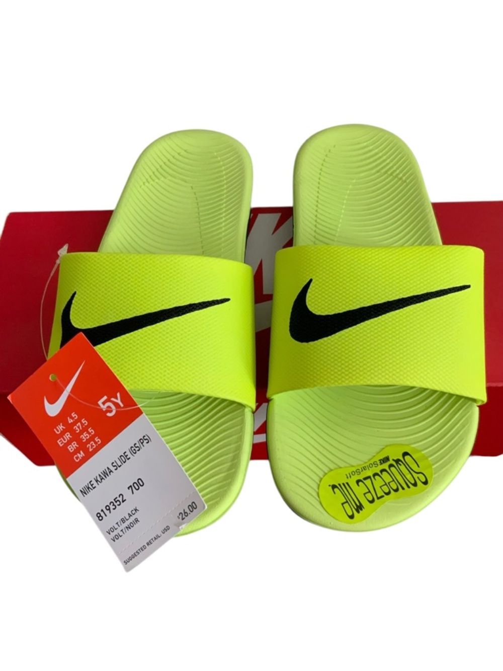 Nike Big boy Volt/Black Kids Kawa Slide - Youth 5Y
